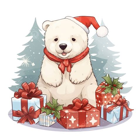 Card With A Polar Bear With T Boxes Merry Christmas Design