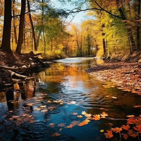 Premium Photo | Autumn river landscape