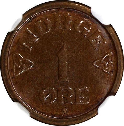 Bronze Norway Haakon Vii Ore Ngc Ms Bn Top Graded By Ngc Km