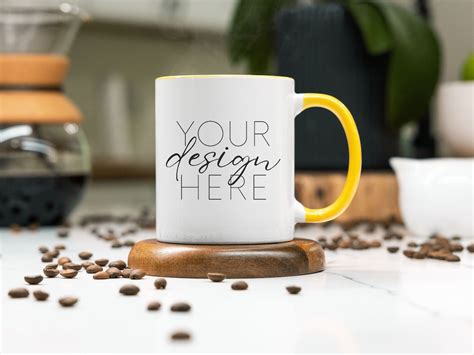 Mug Mockup Yellow Handle Mug Mockup Yellow Accent Handle Mug Mock Ups 11oz Mug Mockup