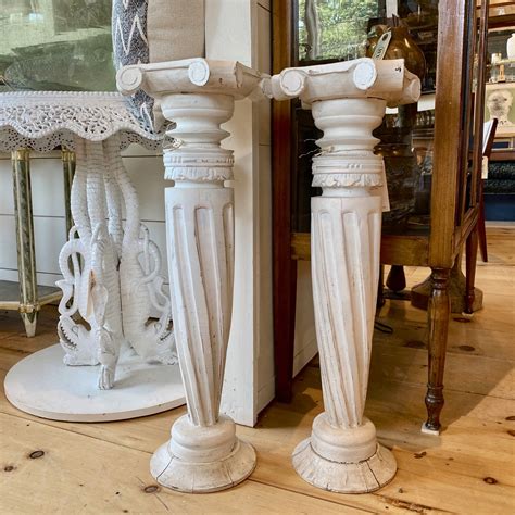 Sold Intricately Carved Solid Wood Column Pedestal Or Stand