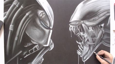 Speed Drawing Alien Vs Predator Youtube