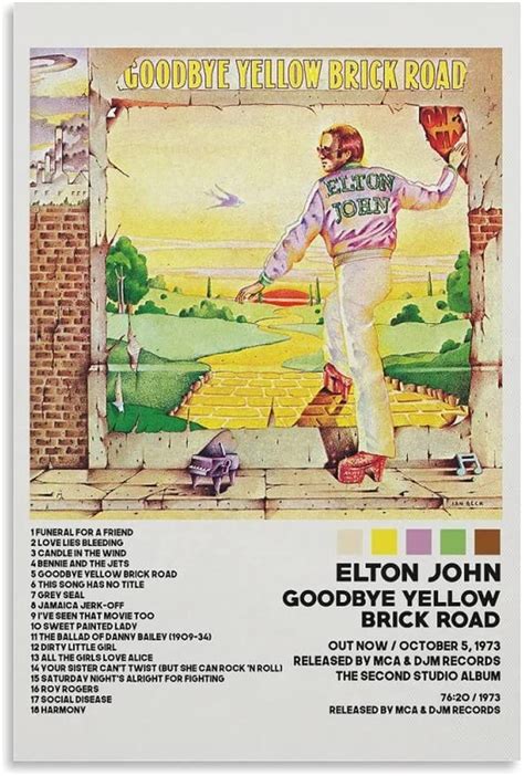 S Album Cover Poster Goodbye Yellow Brick Road Music Poster Bedroom