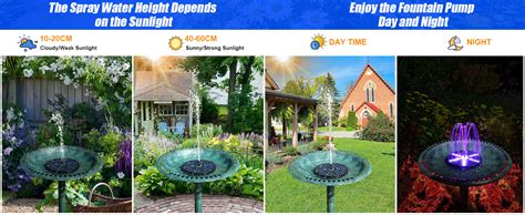 Szmp Solar Fountain 4w Bird Bath Fountains Upgraded 30led Lights Solar