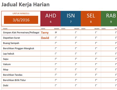 Contoh Jadual Kerja Mosop