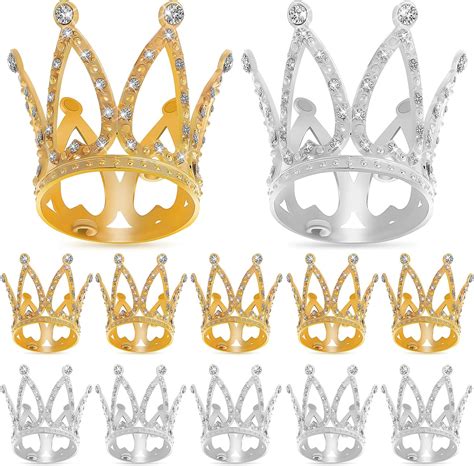 Toyandona 12pcs Crown Cake Topper Mini Rhinestones Crown Princess