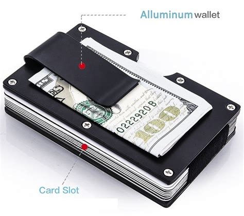 Slim Rfid Blocking Metal Wallet Aluminum Credit Card Holder With Money Clip For Men Black