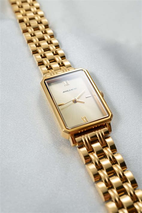 Vierkant Horloge Dames Goud Met Gouden Wijzerplaat Venice Jewels By Kc