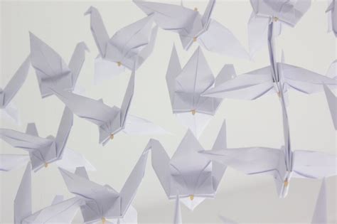 Cranes Strings Strands Each White Origami Paper Crane