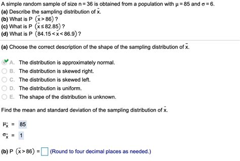 Solved A Simple Random Sample Of Size N Is Obtained From Chegg