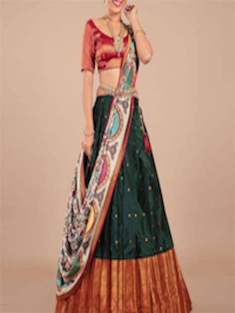 Buy Halfsaree Studio Woven Design Semi Stitched Lehenga Unstitched