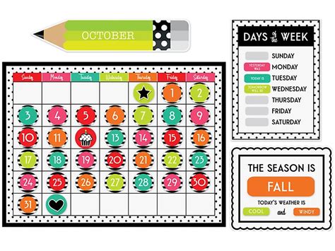 Black White And Stylish Brights Calendar Bulletin Board Set At Lakeshore