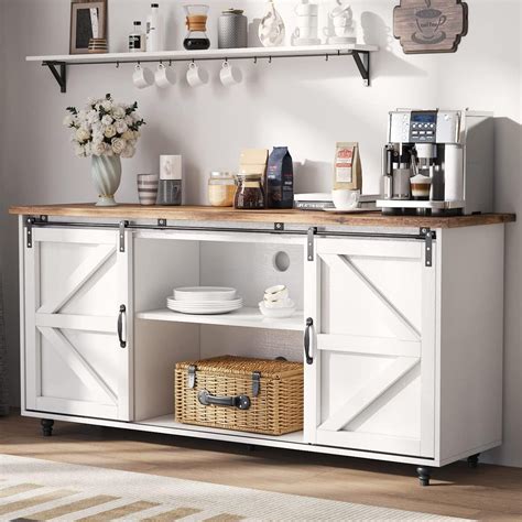 Catrimown Farmhouse Coffee Bar Cabinet Kitchen Buffet Sideboard