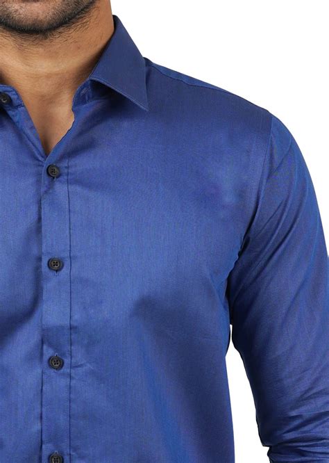 Signature Italiano Dark Blue Black Button Long Sleeve Shirt Signature