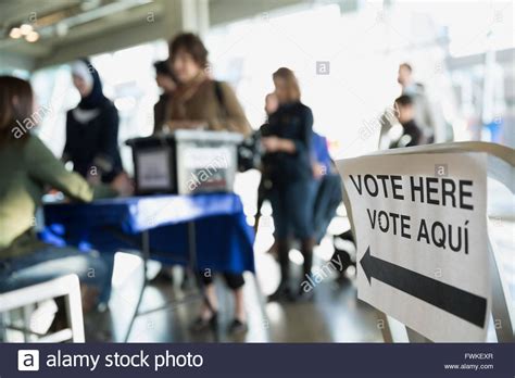 Vote Here Sign At Polling Place Stock Photo Alamy
