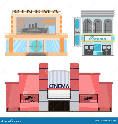 Cinema Building Vector Illustration Facade Movie Entertainment City