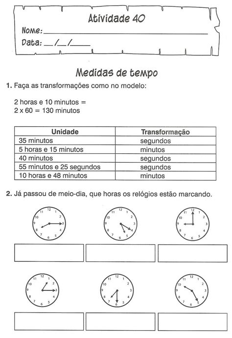 20 Atividades Com Medidas De Tempo Para Imprimir Online Cursos Gratuitos