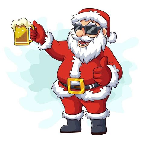 Cartoon Santa Claus Holding Drink Beer Santa Claus Pictures Funny