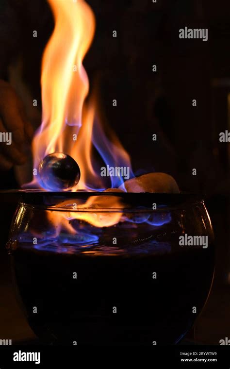 Fire Tongs Punch In Glass Bowl Feuerzangenbowle Germany Stock Photo