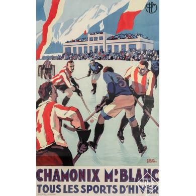 Affiche Ancienne Chamonix Mont Blanc Tous Les Sports D Hiver De Roger