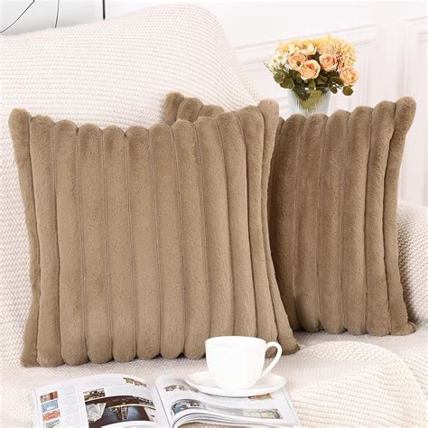 Amazon Madizz Set Of Faux Fur Plush Decorative Throw Pillow