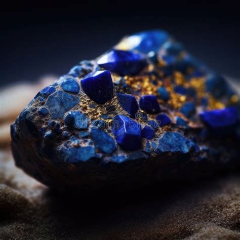 Closeup Photo Of Lapis Lazuli Mineral Stone Macro Generative Ai Stock