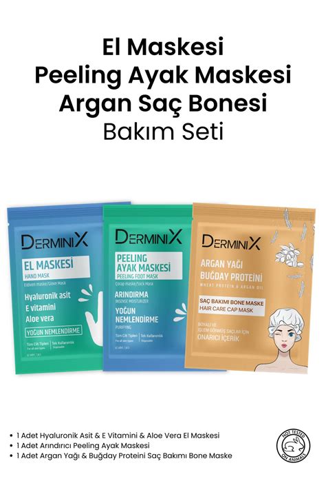 Derminix Maske seti Argan Buğday Yağı Bone Saç Maskesi Nemlendirici El