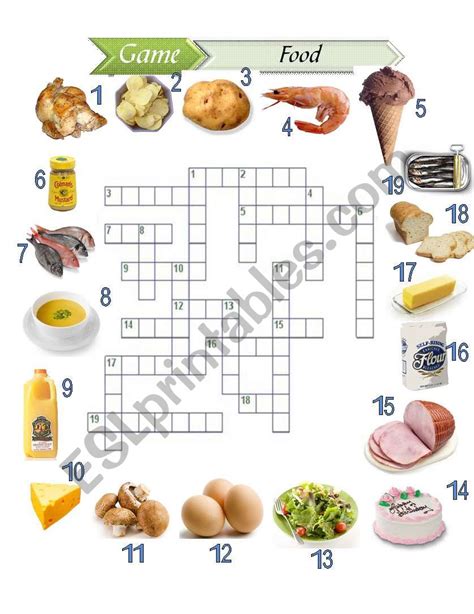 Food Crossword Printable