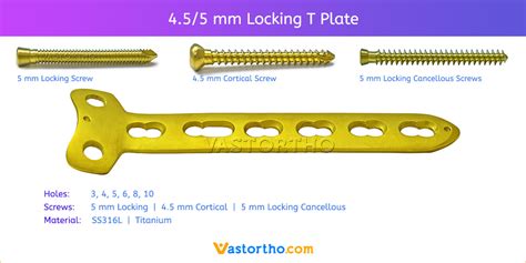 4 5 5 Mm Locking T Plate Specification Uses Sizes Vast Ortho