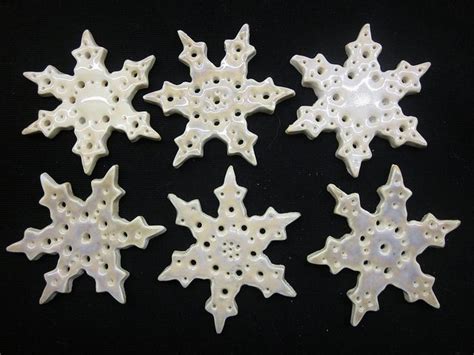 Ceramic Snowflakes Ceramic Decor Christmas Tree Ornaments Snowflakes