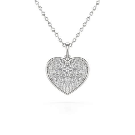 Collier Pendentif Coeur en Or Blanc 585 avec Diamant et Chaîne 1