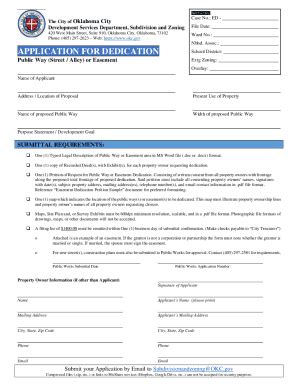 Fillable Online APPLICATION FOR DEDICATION Fax Email Print PdfFiller