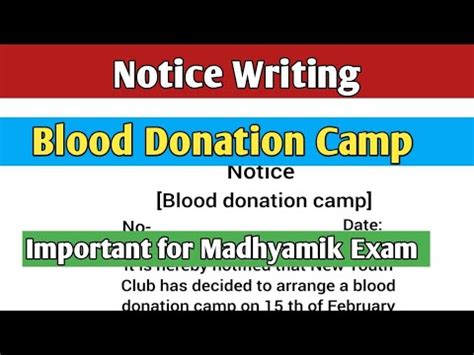 Write A Notice On Blood Donation Camp Notice Writing Important For