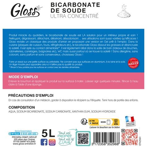 Gloss Bicarbonate De Soude Gel Nettoie D Graisse Et D Tache