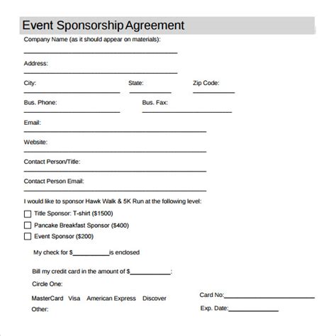 Free 15 Sample Sponsorship Agreement Templates In Pdf Ms Word