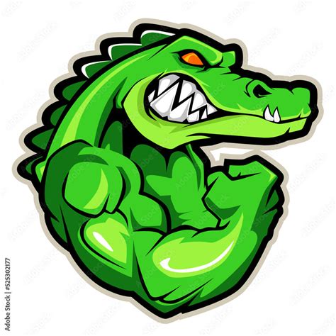 crocodile muscle mascot cartoon in vector Stock Vector | Adobe Stock