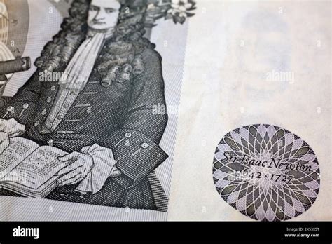 Sir Isaac Newton Depicted On British Pound Bank Note Studio