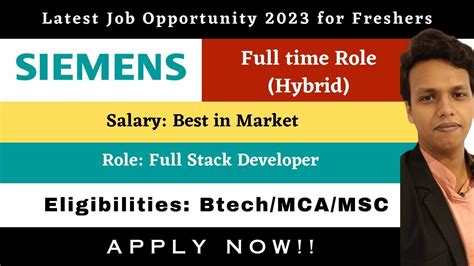 Siemens Off Campus Recruitment Drive Full Stack Development Freshers