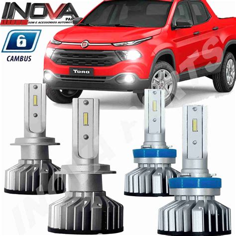 LAMPADA ULTRA LED XTREME FIAT TORO 2017 A 2019 FAROL BAIXO E MILHA