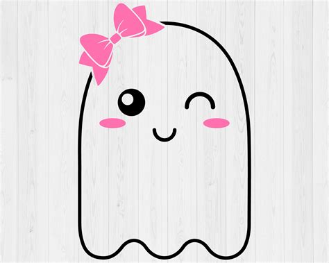 Cute Ghost Svg Printable Halloween Svg Ghost With Bow Svg Etsy