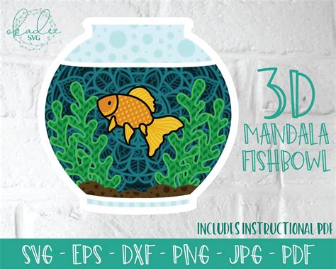 3D Goldfish SVG 3D Fishbowl SVG Layered Goldfish Svg 3D Mandala Svg