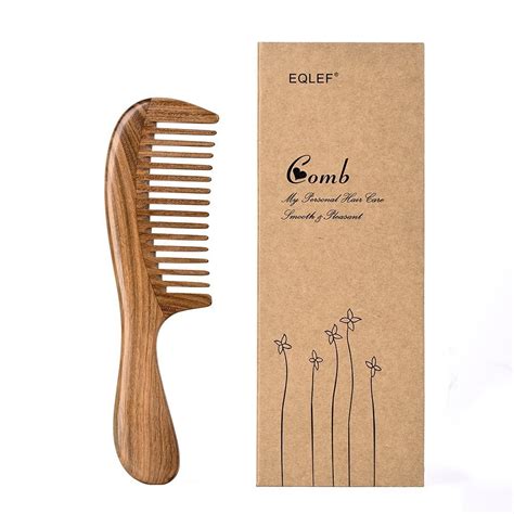 EQLEF Green Sandalwood Wide Tooth Natural Comb Large Sandal Wood Comb