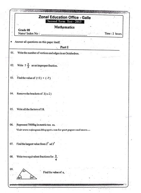 Grade 9 Science Third Term Test Papers