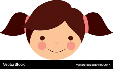 Cute little girl head character Royalty Free Vector Image