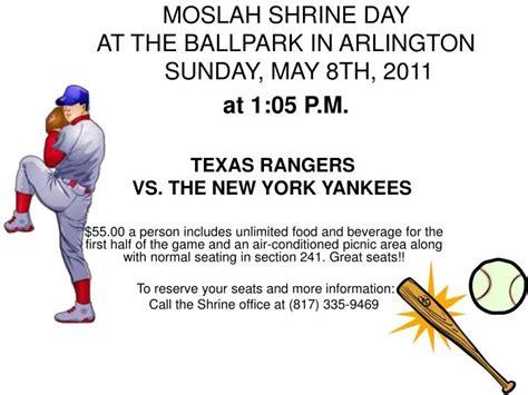 Ppt Moslah Shrine Day At The Ballpark In Arlington Sunday May 8th