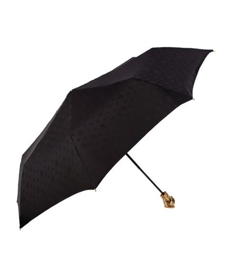 Alexander Mcqueen Black Swarovski Embellished Skull Folded Umbrella