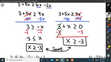 2 Year Algebra Solving Inequalities Variables On Both Sides Youtube