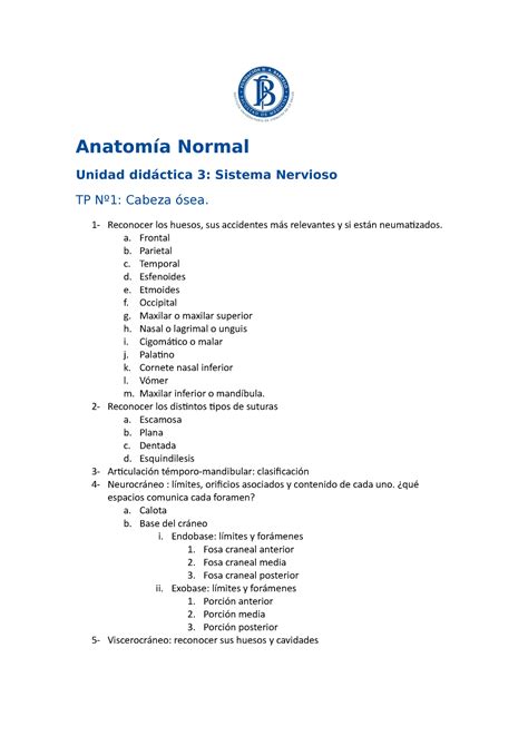 Guia TP 1N lab neuroanatomia Anatomía Normal Unidad didáctica 3