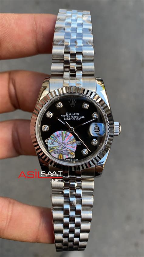 Rolex Datejust Diamond Mm Bayan Kol Saati Ta L Siyah Kadran