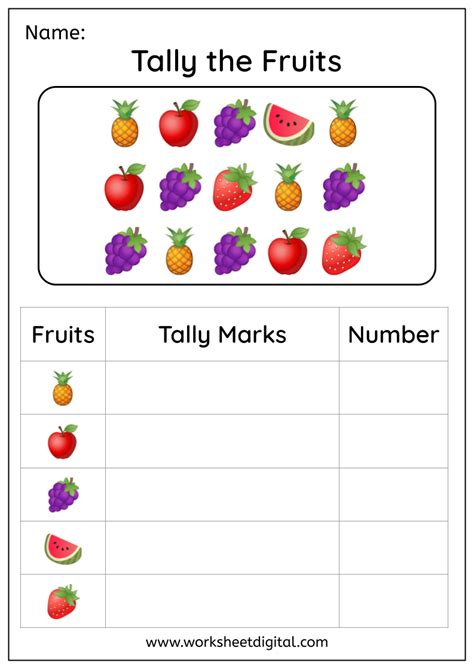 Tally The Fruits Worksheet Digital 1 Teacher Made Resources